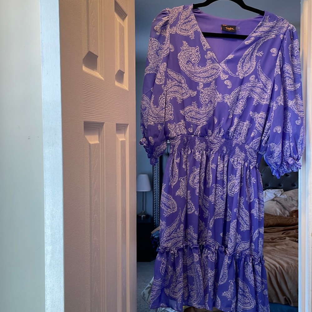 Blue and white dress
